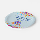 バースデーパーティーカッコいいブルーケカラフルーキ ペーパープレート (アングル)