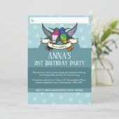 バースデーパーティーカラフルハミングバード招待状 招待状 (スタンド正面)