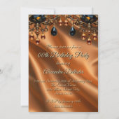 バースデーパーティーカラメル金ゴールドシルクブラックジュエル 招待状 (裏面)