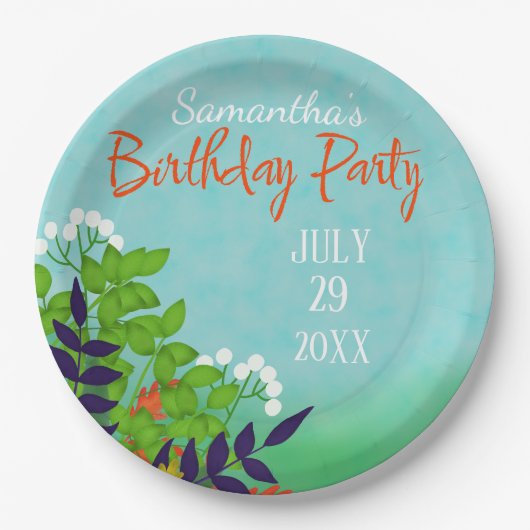 バースデーパーティーガーデンテーマ ペーパープレート (正面)