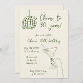 バースデーパーティーガールガールカクテルディスコの招待 招待状 (正面/裏面)