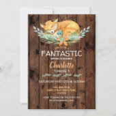 バースデーパーティーキツネガールズボーイズウッドファンタスティック 招待状 (正面)