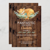 バースデーパーティーキツネガールズボーイズウッドファンタスティック 招待状 (正面/裏面)