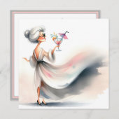 バースデーパーティークラシーな女性カクテル 招待状 (正面/裏面)