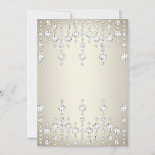 バースデーパーティークリスタルかわいらしシルバーセピアダイヤモンド 招待状 (裏面)