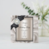 バースデーパーティークリームブラックパール 招待状 (スタンド正面)