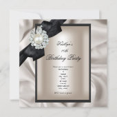 バースデーパーティークリームブラックパール 招待状 (正面)
