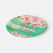 バースデーパーティーグリーンウッド赤面花模様 ペーパープレート (アングル)