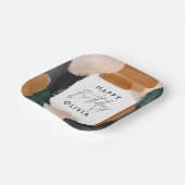 バースデーパーティーグリーンテラコッタ抽象芸術デコール ペーパープレート (傾斜あり)