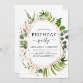 バースデーパーティーグリーンリーユーカリプトゥスボタニカル 招待状 (正面/裏面)