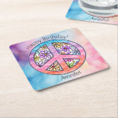 バースデーパーティーグルービーヒッピー紙コースター スクエアペーパーコースター (アングル)