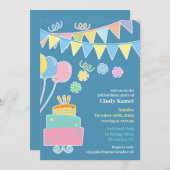 バースデーパーティーケーキフラット招待状 招待状 (正面/裏面)