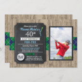 バースデーパーティーゴルフボールフォトゴルフ招待状40日 招待状 (正面/裏面)