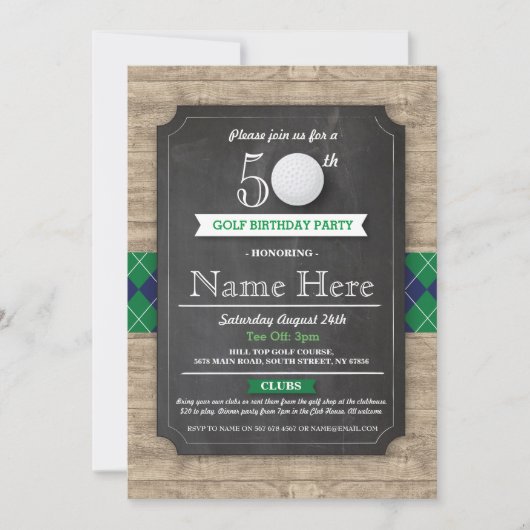 バースデーパーティーゴルフボール40日50日60招待状 招待状 (正面)
