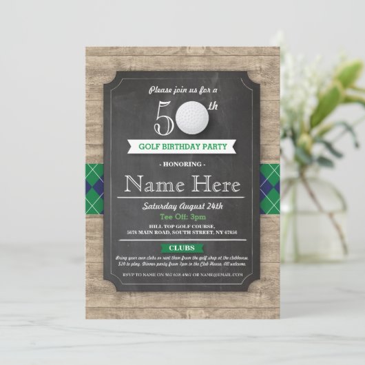 バースデーパーティーゴルフボール40日50日60招待状 招待状 (スタンド正面)
