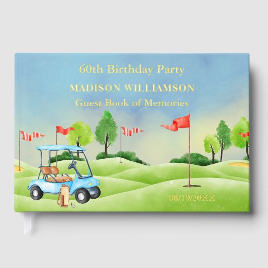 バースデーパーティーゴルフ実在テーマゴールドフォイル ゲストブック (正面)