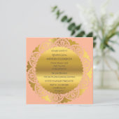 バースデーパーティーゴールデンピーチパステルレースグラム 招待状 (スタンド正面)