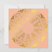 バースデーパーティーゴールデンピーチパステルレースグラム 招待状 (裏面)
