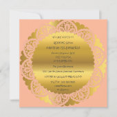 バースデーパーティーゴールデンピーチパステルレースグラム 招待状 (正面)