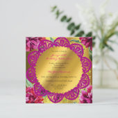 バースデーパーティーゴールデンフローラ牡丹ピンクグリーン 招待状 (スタンド正面)