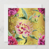 バースデーパーティーゴールデンフローラ牡丹ピンクグリーン 招待状 (裏面)