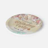 バースデーパーティーサマーシービーチスターフィッシュシーシェル ペーパープレート (アングル)