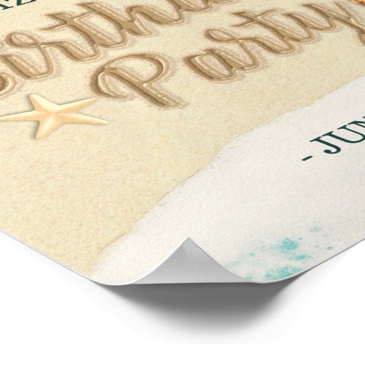 バースデーパーティーサマービーチスターフィッシュシーウェルカム ポスター (角)