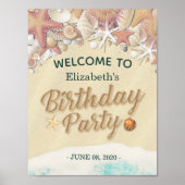 バースデーパーティーサマービーチスターフィッシュシーウェルカム ポスター (正面)