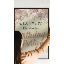 バースデーパーティーサマービーチスターフィッシュシーウェルカム ポスター