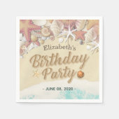 バースデーパーティーサマービーチヒトデ貝 スタンダードカクテルナプキン (正面)