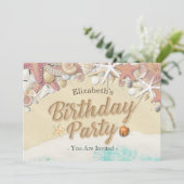 バースデーパーティーサマービーチヒトデ貝 招待状 (スタンド正面)