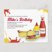 バースデーパーティーサマーBBQ招待状 ポストカード (正面)