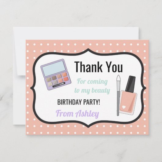 バースデーパーティーサンキューユー招待状カード美しい爪、 ネイル 招待状 (正面)