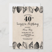 バースデーパーティーシェル海ビーチシーメンズウィメンズ 招待状 (正面)