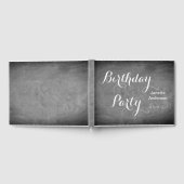 バースデーパーティーシャルボードタイポグラフィ白黒 ゲストブック (全面)