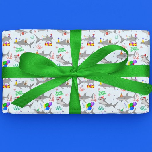 バースデーパーティーシャーク ラッピングペーパーシート