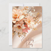 バースデーパーティーシルクかわいらしピーチピンクフローラ 招待状 (正面)