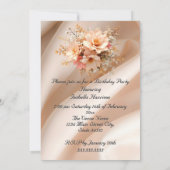 バースデーパーティーシルクかわいらしピーチピンクフローラ 招待状 (裏面)