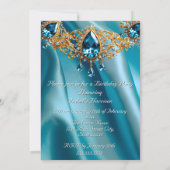 バースデーパーティーシルクブルートパズ宝石金ゴールド 招待状 (裏面)