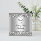 バースデーパーティーシルバーエレガントダイヤモンド2 招待状 (スタンド正面)