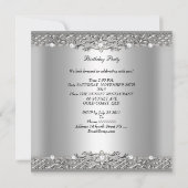 バースデーパーティーシルバーエレガントダイヤモンド2 招待状 (裏面)