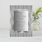 バースデーパーティーシルバークロムメタルフェイク 招待状 (スタンド正面)