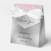 バースデーパーティーシルバーグリッターがピンク感謝していクユー フェイバーボックス (正面サイド)
