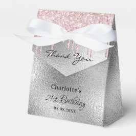 バースデーパーティーシルバーグリッターがピンク感謝していクユー フェイバーボックス