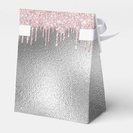 バースデーパーティーシルバーグリッターがピンク感謝していクユー フェイバーボックス (裏面サイド)