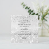 バースデーパーティーシルバーグリッターグレー白黒Vip 招待状 (スタンド正面)