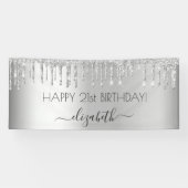 バースデーパーティーシルバーグリッタースパークルグラム 横断幕 (横)