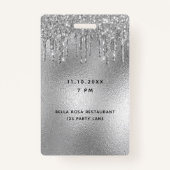 バースデーパーティーシルバーグリッタードリップラグジュアリーvip バッジ (裏面)