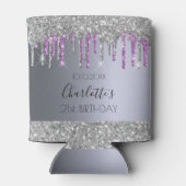 バースデーパーティーシルバーグリッターパープルスパークルグラム 缶クーラー (裏面)