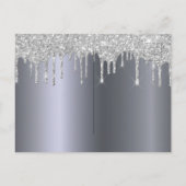 バースデーパーティーシルバーグリッターフローラ招待 ポストカード (裏面)